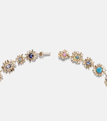 Collana Flower Riviere in oro 18kt con opale, zaffiri e diamanti | Suzanne Kalan