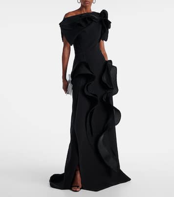 Synergies asymmetric ruffled gown  | Maticevski