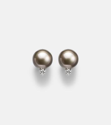 18kt white gold earrings with pearls and diamonds | Mikimoto