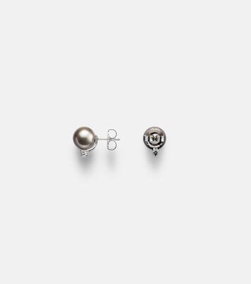 18kt white gold earrings with pearls and diamonds | Mikimoto