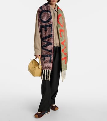 Logo reversible alpaca and wool-blend scarf | Loewe