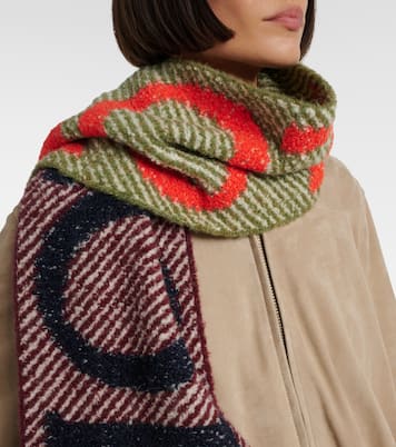 Logo reversible alpaca and wool-blend scarf | Loewe