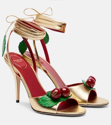 Cherryfic 100 metallic leather sandals | Valentino Garavani