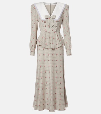 Floral polka-dot silk midi dress | Alessandra Rich