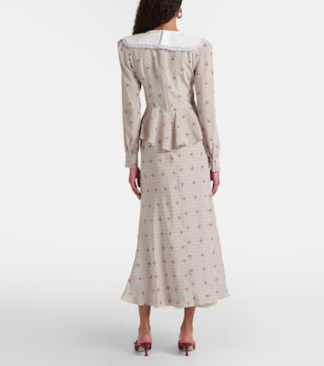 Floral polka-dot silk midi dress | Alessandra Rich