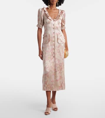 Floral silk satin midi dress | Alessandra Rich