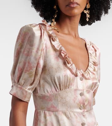 Floral silk satin midi dress | Alessandra Rich