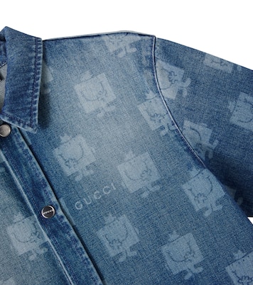 Printed denim bowling shirt | Gucci Kids