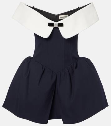 Off-Shoulder-Minikleid aus Wolle und Seide  | Shushu/Tong