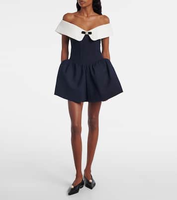 Off-Shoulder-Minikleid aus Wolle und Seide  | Shushu/Tong