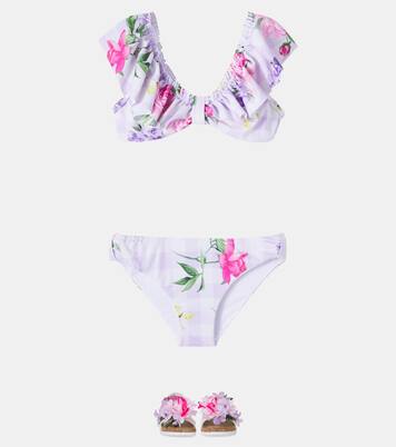Floral gingham ruffled bikini | Monnalisa