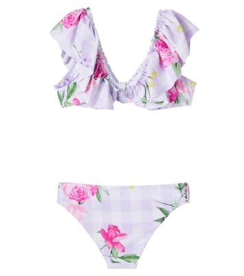 Bikini con volantes y cuadros vichy floral | Monnalisa