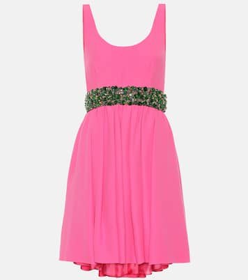 Vestido corto de crepé con adornos | Prada