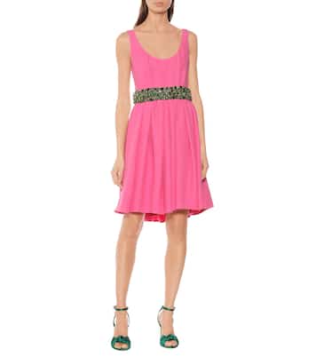 Vestido corto de crepé con adornos | Prada