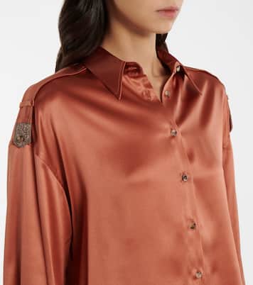 Verziertes Hemd aus Satin | Brunello Cucinelli