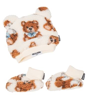 Bebé - gorro y zapatos de pelo sintético en mezcla de algodón | Moschino Kids