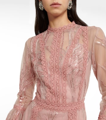 Verziertes Kleid aus Tüll | Costarellos