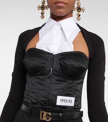 x Kim - Top in raso con scollo bardot | Dolce&Gabbana