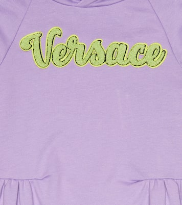 Logo cotton hoodie dress | Versace Kids
