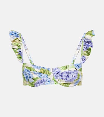 Top bikini Kiwi Hortensia con stampa floreale | Agua by Agua Bendita