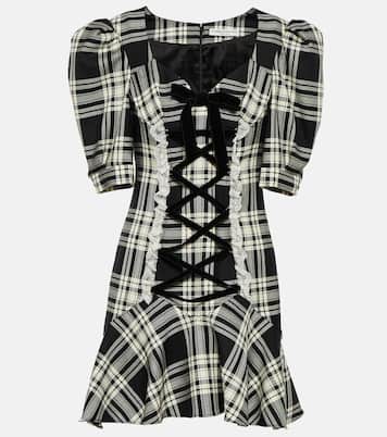 Lace-up checked wool minidress | Alessandra Rich