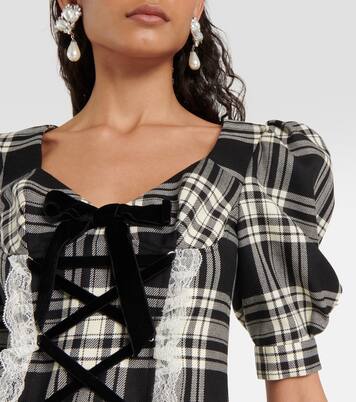 Lace-up checked wool minidress | Alessandra Rich
