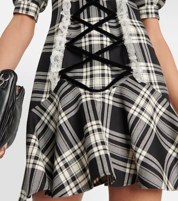 Lace-up checked wool minidress | Alessandra Rich