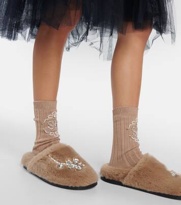 Slippers de pelo sintético con adornos | Simone Rocha