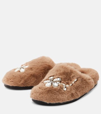Slippers de pelo sintético con adornos | Simone Rocha