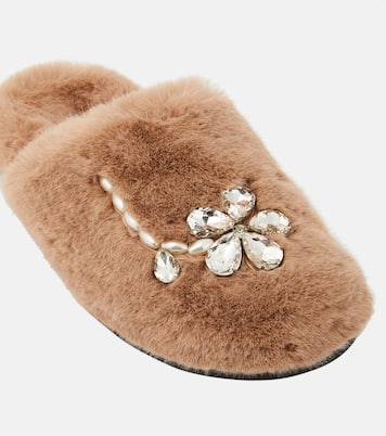 Slippers de pelo sintético con adornos | Simone Rocha