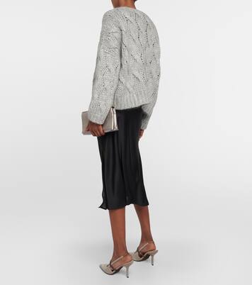 Pullover in maglia di misto mohair a trecce | Brunello Cucinelli