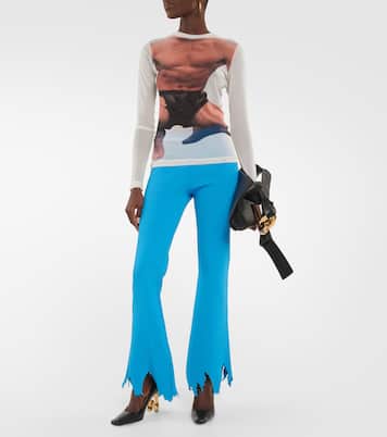Ribbed-knit distressed slim pants | JW Anderson