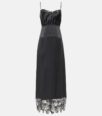 Vestido midi de satén de seda con encaje | Simone Rocha