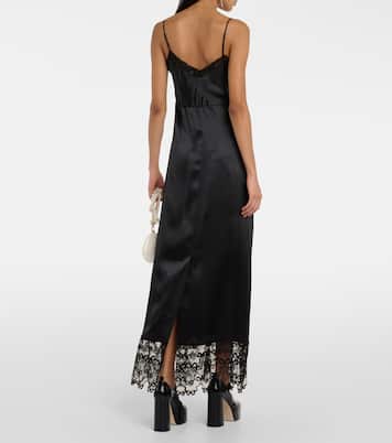 Vestido midi de satén de seda con encaje | Simone Rocha