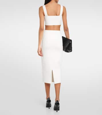 Gonna midi a vita alta in maglia a coste | Victoria Beckham
