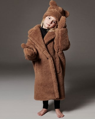 Cappotto Teddy Bear Icon in cammello e seta | Max Mara Kids