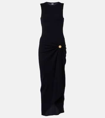 Pebble gathered cotton-blend midi dress | Loewe