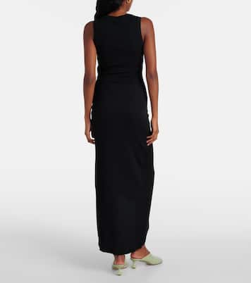 Pebble gathered cotton-blend midi dress | Loewe