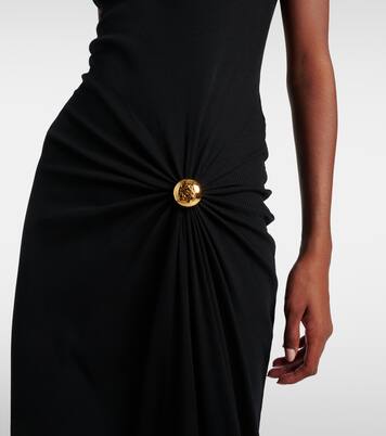 Pebble gathered cotton-blend midi dress | Loewe