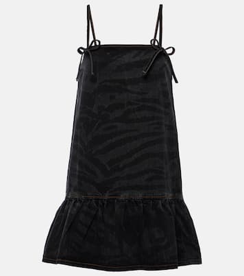 Zebra-print denim minidress | Ganni