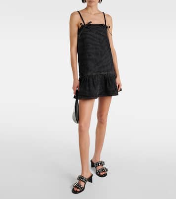 Zebra-print denim minidress | Ganni