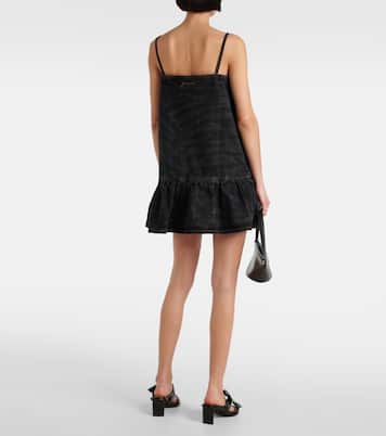 Zebra-print denim minidress | Ganni
