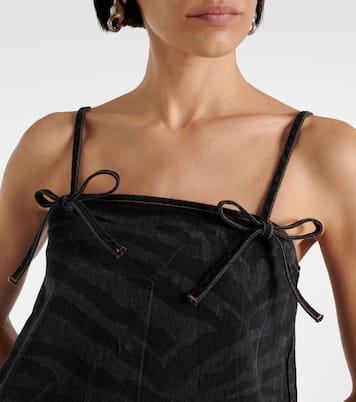 Zebra-print denim minidress | Ganni