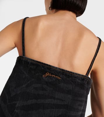 Zebra-print denim minidress | Ganni