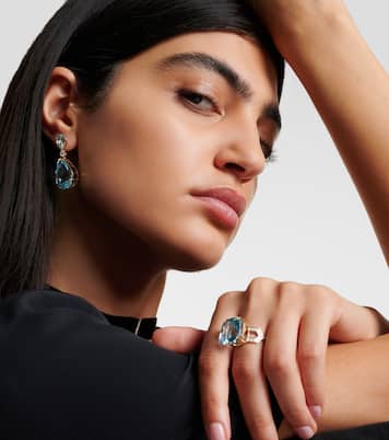 Boucles d'oreilles Sophia en or 14 ct, diamants et topaze | Mateo