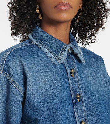 Fringed cropped denim overshirt | Alanui
