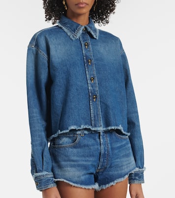 Fringed cropped denim overshirt | Alanui