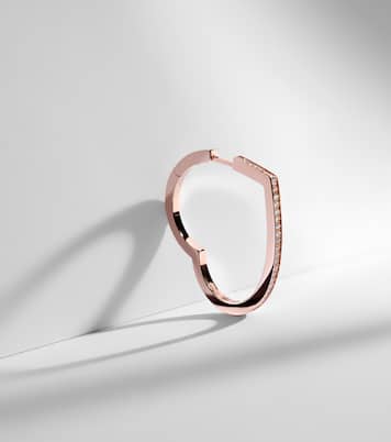 Boucle d'oreille unique Antifer Heart Large en or rose 18 ct et diamants | Repossi