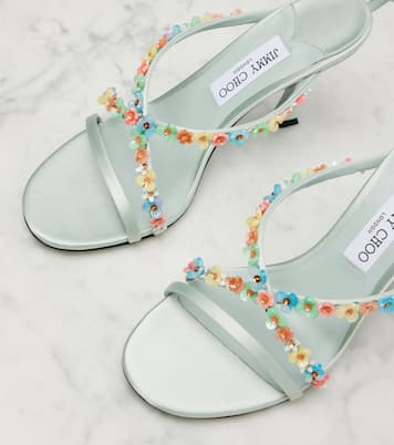 Blanche 90 floral satin sandals | Jimmy Choo
