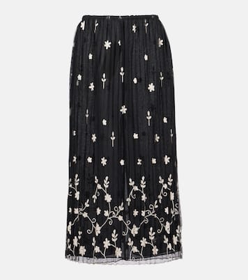 Falda midi plisada de tul bordada | Toteme